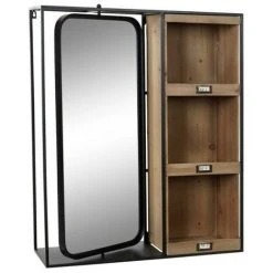 BRICOMARTEAU Miroir DKD Home Decor Noir Bois Métal (72 X 20 X 86.5 Cm)