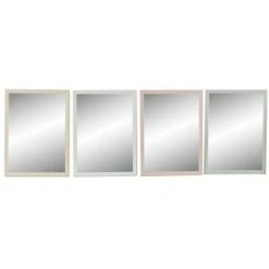 BRICOMARTEAU Miroir Mural DKD Home Decor Verre Beige Rose Vert Polystyrène (56 X 2 X 76 Cm) (4 Pcs)
