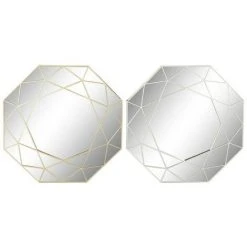 BRICOMARTEAU Miroir Mural DKD Home Decor Miroir Champagne Doré Polypropylène (59 X 2.5 X 59 Cm) (2 Pcs)