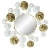 BRICOMARTEAU Miroir Mural DKD Home Decor Verre Doré Métal Blanc Fleurs (60 X 5 X 60 Cm) -Miroir Soldes Boutique 65926403 1