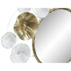 BRICOMARTEAU Miroir Mural DKD Home Decor Verre Doré Métal Blanc Fleurs (60 X 5 X 60 Cm) -Miroir Soldes Boutique 65926403 2