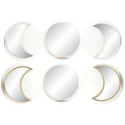 BRICOMARTEAU Miroir Mural DKD Home Decor Doré Argent Polypropylène (25 X 1.5 X 25 Cm) (3 Pcs) (2 Pcs)