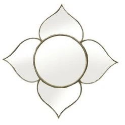 BRICOMARTEAU Miroir Mural DKD Home Decor Verre Doré Résine (55.5 X 1.5 X 55.5 Cm)