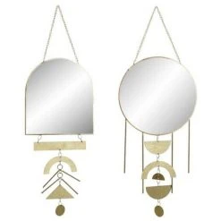 BRICOMARTEAU Miroir Mural DKD Home Decor Doré Métal (40.5 X 20 X 0.3 Cm) (2 Pcs)