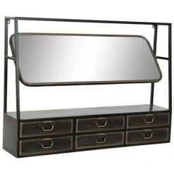BRICOMARTEAU Miroir DKD Home Decor Noir Métal Cuivré Clair (110 X 23 X 80 Cm)