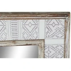 BRICOMARTEAU Miroir Mural DKD Home Decor Blanc Bois Toile (60 X 2.5 X 80 Cm) -Miroir Soldes Boutique 65928485 2