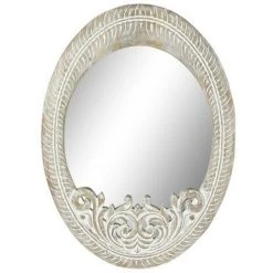 BRICOMARTEAU Miroir Mural DKD Home Decor MDF Blanc Bois De Manguier (66 X 4 X 90 Cm)