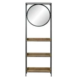 BRICOMARTEAU Miroir Mural DKD Home Decor Miroir Naturel Noir Métal Bois (61 X 17,5 X 181 Cm)