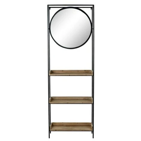 BRICOMARTEAU Miroir Mural DKD Home Decor Miroir Naturel Noir Métal Bois (61 X 17,5 X 181 Cm) 4 BRICOMARTEAU Miroir Mural DKD Home Decor Miroir Naturel Noir Métal Bois (61 X 17,5 X 181 Cm) – Image 2