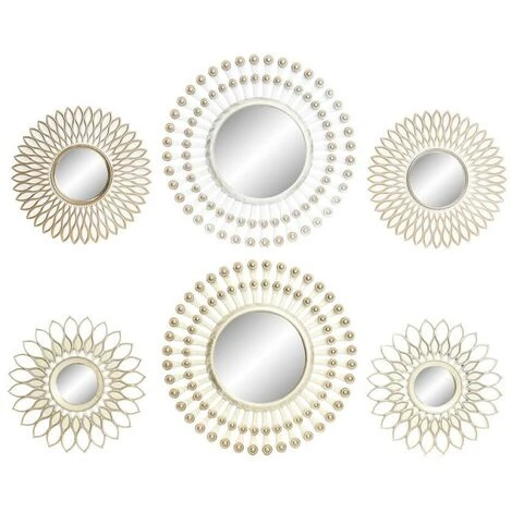 BRICOMARTEAU Miroir Mural DKD Home Decor Verre Doré Blanc PP 2 Unités (35 X 2 X 35 Cm) 3 BRICOMARTEAU Miroir Mural DKD Home Decor Verre Doré Blanc PP 2 Unités (35 X 2 X 35 Cm)