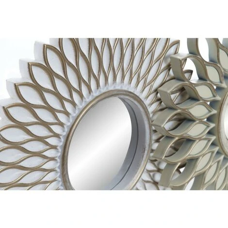 BRICOMARTEAU Miroir Mural DKD Home Decor Verre Doré Blanc PP 2 Unités (35 X 2 X 35 Cm) 4 BRICOMARTEAU Miroir Mural DKD Home Decor Verre Doré Blanc PP 2 Unités (35 X 2 X 35 Cm) – Image 2