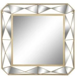 BRICOMARTEAU Miroir Mural DKD Home Decor Miroir Doré Métal (70 X 5,5 X 70 Cm)
