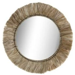 BRICOMARTEAU Miroir Mural DKD Home Decor Verre Naturel Jute (52 X 3 X 52 Cm)