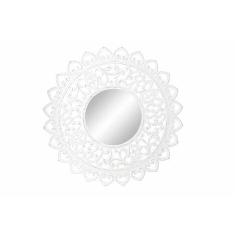 BRICOMARTEAU Miroir Mural DKD Home Decor Verre MDF Blanc Mandala Indien (90 X 2,5 X 90 Cm) 3 BRICOMARTEAU Miroir Mural DKD Home Decor Verre MDF Blanc Mandala Indien (90 X 2,5 X 90 Cm)