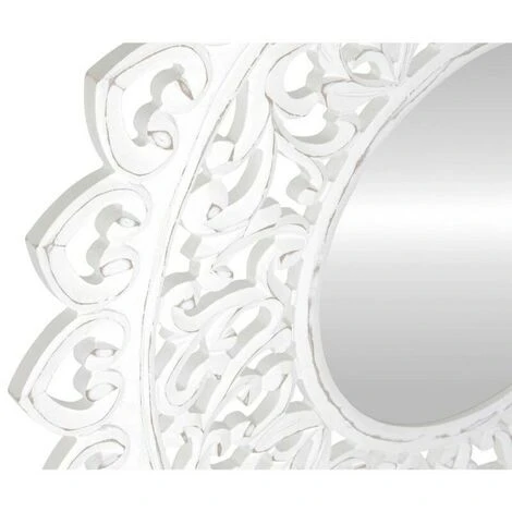 BRICOMARTEAU Miroir Mural DKD Home Decor Verre MDF Blanc Mandala Indien (90 X 2,5 X 90 Cm) 5 BRICOMARTEAU Miroir Mural DKD Home Decor Verre MDF Blanc Mandala Indien (90 X 2,5 X 90 Cm) – Image 3