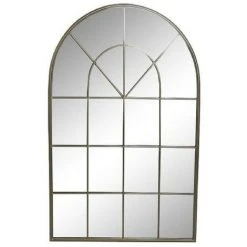 BRICOMARTEAU Miroir Mural DKD Home Decor Miroir Doré Métal Fenêtres (82,5 X 3 X 130,5 Cm)