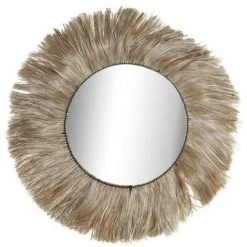 BRICOMARTEAU Miroir Mural DKD Home Decor Verre Naturel Jute (64 X 3 X 64 Cm)
