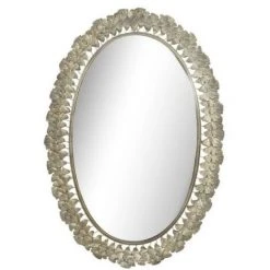 BRICOMARTEAU Miroir Mural DKD Home Decor Miroir Champagne Métal Feuille D'une Plante (69 X 3,5 X 98,5 Cm)