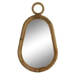 BRICOMARTEAU Miroir Mural DKD Home Decor Miroir Marron Rotin (39 X 2 X 68 Cm)