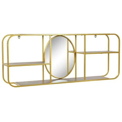 BRICOMARTEAU Miroir Mural DKD Home Decor Miroir Doré Métal Bois Marron (100 X 18 X 40 Cm) 4 BRICOMARTEAU Miroir Mural DKD Home Decor Miroir Doré Métal Bois Marron (100 X 18 X 40 Cm) – Image 2