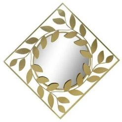 BRICOMARTEAU Miroir Mural DKD Home Decor Miroir Doré Métal Laurel (120 X 2,5 X 120 Cm)