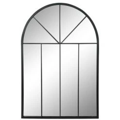 BRICOMARTEAU Miroir Mural DKD Home Decor Miroir Verre Noir Fenêtres Fer (60 X 2,5 X 90 Cm)