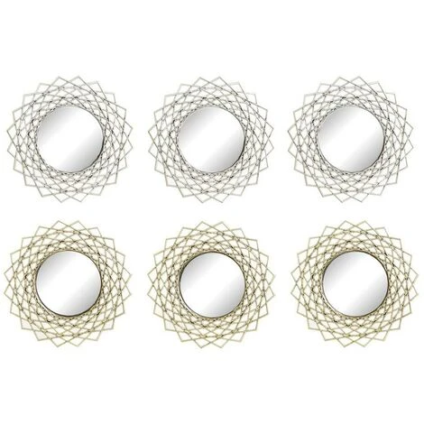 BRICOMARTEAU Miroir Mural DKD Home Decor Miroir Champagne Doré PP 2 Unités (26 X 2 X 26 Cm) 4 BRICOMARTEAU Miroir Mural DKD Home Decor Miroir Champagne Doré PP 2 Unités (26 X 2 X 26 Cm) – Image 2