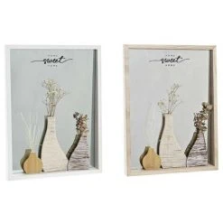 BRICOMARTEAU Miroir Mural DKD Home Decor Miroir Naturel MDF Blanc 2 Unités Cottage (30 X 4 X 40 Cm)