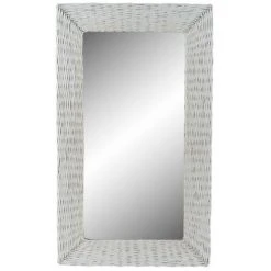 BRICOMARTEAU Miroir Mural DKD Home Decor Verre MDF Blanc Osier Cottage (87 X 147 X 4 Cm) (87 X 4 X 147 Cm)