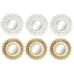 BRICOMARTEAU Ensemble De Miroirs DKD Home Decor Miroir Doré Blanc PP 2 Unités (25 X 2 X 25 Cm)