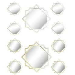 BRICOMARTEAU Ensemble De Miroirs DKD Home Decor Miroir Champagne Doré PP 2 Unités Géométrique (50 X 2 X 50 Cm)