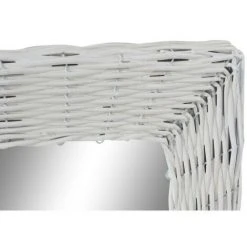 BRICOMARTEAU Miroir Mural DKD Home Decor Verre MDF Blanc Osier Cottage (53 X 63 X 4 Cm) (53,5 X 4 X 62,5 Cm) -Miroir Soldes Boutique 65931968 3