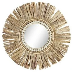 BRICOMARTEAU Miroir Mural DKD Home Decor Miroir Naturel Fibre (50 X 5 X 50 Cm)