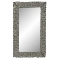 BRICOMARTEAU Miroir Mural DKD Home Decor Miroir Gris Osier Cottage (87 X 4 X 147 Cm)