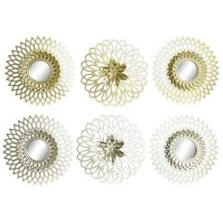 BRICOMARTEAU Ensemble De Miroirs DKD Home Decor Miroir Champagne Doré PP 2 Unités (25 X 2 X 25 Cm)