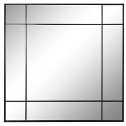 BRICOMARTEAU Miroir Mural DKD Home Decor Verre Noir Fer (90 X 3 X 90 Cm)