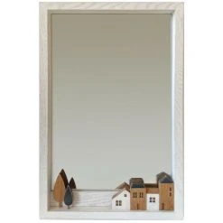 BRICOMARTEAU Miroir Mural DKD Home Decor Bois Blanc Maisons (36 X 4 X 60 Cm)