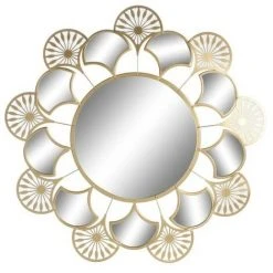 BRICOMARTEAU Miroir Mural DKD Home Decor Doré Métal Éventail (46 X 1 X 46 Cm)