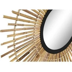 BRICOMARTEAU Miroir Mural DKD Home Decor Verre Naturel Noir Métal Rotin (76 X 1,5 X 76 Cm) -Miroir Soldes Boutique 65933937 2