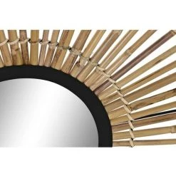 BRICOMARTEAU Miroir Mural DKD Home Decor Verre Naturel Noir Métal Rotin (76 X 1,5 X 76 Cm) -Miroir Soldes Boutique 65933937 3