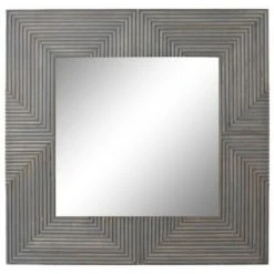 BRICOMARTEAU Miroir Mural DKD Home Decor Miroir Gris Bois De Manguier (121 X 4 X 121 Cm)