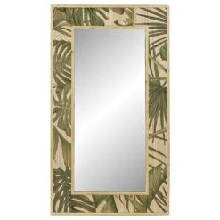 BRICOMARTEAU Miroir Mural DKD Home Decor Miroir Naturel Bois Vert Tropical (140 X 4 X 78 Cm)