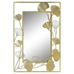 BRICOMARTEAU Miroir Mural DKD Home Decor Miroir Doré Métal (66 X 2,5 X 91,5 Cm)
