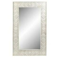 BRICOMARTEAU Miroir Mural DKD Home Decor Blanc Bois De Manguier Losanges (154 X 4 X 92 Cm) -Miroir Soldes Boutique 65934238 2