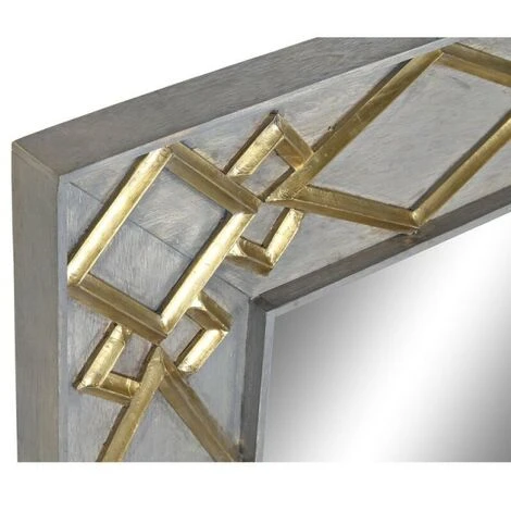 BRICOMARTEAU Miroir Mural DKD Home Decor Gris Doré Bois De Manguier (154 X 5 X 92 Cm) 5 BRICOMARTEAU Miroir Mural DKD Home Decor Gris Doré Bois De Manguier (154 X 5 X 92 Cm) – Image 3