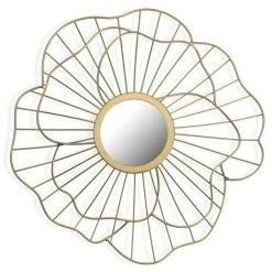 BRICOMARTEAU Miroir Mural Versa Fleur Doré Verre Métal (1,2 X 50 X 50 Cm)