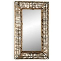 BRICOMARTEAU Miroir Mural Versa Megara Carré Miroir Rotin Bambou (3 X 50 X 30 Cm)