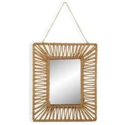BRICOMARTEAU Miroir Mural Versa Veria Carré Miroir Rotin Bambou (2 X 23,5 X 28,5 Cm)