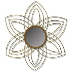 BRICOMARTEAU Miroir Mural Versa Fleur Doré Verre Métal (1,5 X 47 X 47 Cm)