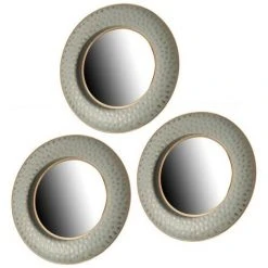 BRICOMARTEAU Ensemble De Miroirs Gris Doré Verre Plastique (3 Pièces) (27 X 3 X 78 Cm)